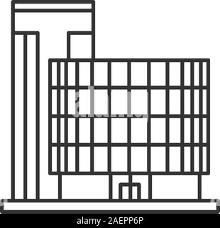 Office building linear icon. Thin line illustration. Modern apartment house. Contour symbol. Vector isolated outline drawing Stock Vector