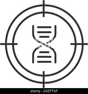 Aim on DNA chain linear icon. Genomic research thin line illustration. DNA sequencing contour symbol. Vector isolated outline drawing Stock Vector