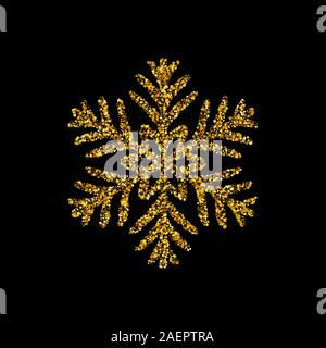 Gold glitter snowflakes texture isolated on white background. Vector illustration. Stock Vector