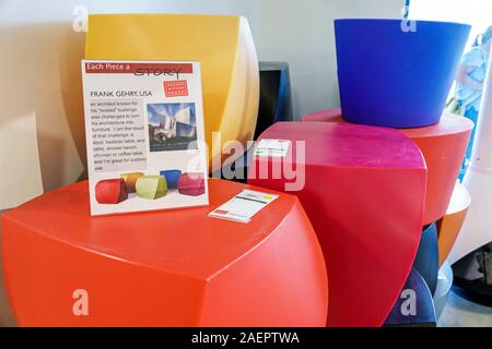 Vero Beach Florida,Vero Beach Outlets,outdoor outlet mall,shopping,Design Within Reach,store,modern furniture company,Frank Gehry Bench,weatherproof p Stock Photo