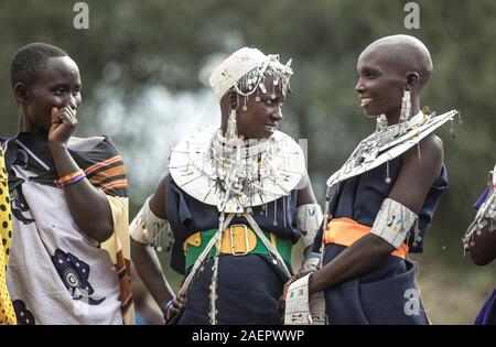 Same, Tanzania, 7th June 2019: maasai woman in colorful clothing Stock Photo