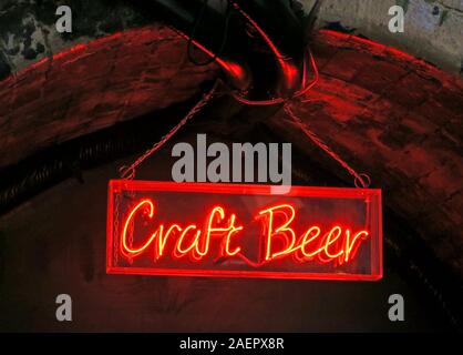 Red neon craft beer sign, craft beer pub,The Indian Brewery Company,Snowhill,Arch 16 Livery Street, Birmingham,West Midlands,England,UK, B3 1EU Stock Photo