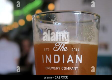 Pint of unfiltered IPA,The Indian Brewery Company,Snowhill,Arch 16 Livery Street, Birmingham,West Midlands,England,UK, B3 1EU Stock Photo