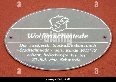 Stadt Wolframs-Eschenbach-Infotafel Wolfenschmiede • Bayern, Deutschland Stock Photo