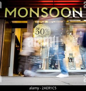 Monsoon store, Oxford Street, London. The shop front to the Monsoon store, a fashion retailer, on London's Oxford Street. Stock Photo