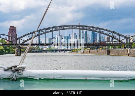 Frankfurt Skyline view from Boat tour on Main Stock Photo