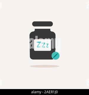 Sleeping pills. Icon with shadow on a beige background. Pharmacy flat vector illustration Stock Vector