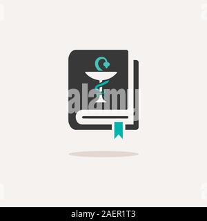 Vademecum. Icon with shadow on a beige background. Medicine flat vector illustration Stock Vector