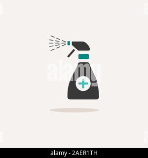 Sanitizer spray. Icon with shadow on a beige background. Pharmacy flat vector illustration Stock Vector