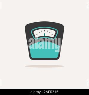 Weight scale. Icon with shadow on a beige background. Pharmacy flat vector illustration Stock Vector