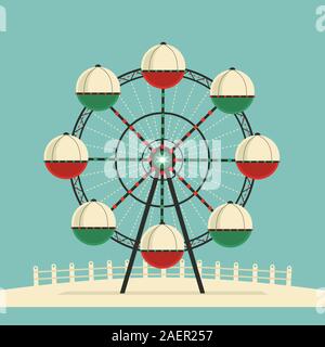 Amusement park Ferris wheel flat color vector icon Stock Vector