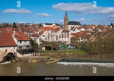 Village of Sarreinsming in the Sarre valley, Moselle (57), Grand Est region, France Stock Photo