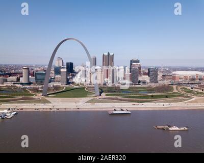 Aerial view of St. Louis Arch and Downtown Stock Photo