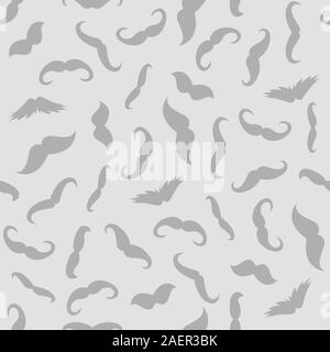 Man mustache photobooth art seamless gray wallpaper pattern Stock Vector