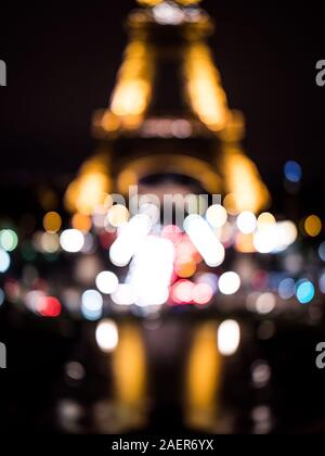 Eiffel Tower at night in Paris, France Stock Photo