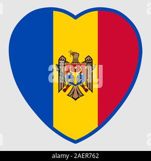 Moldova Flag In Heart Shape Vector illustration Eps 10. Stock Vector
