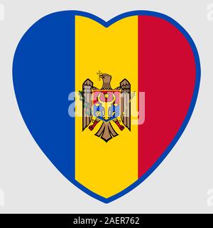 Moldova Flag In Heart Shape Vector illustration Eps 10. Stock Vector