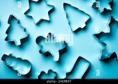 Festive shaped pastry molds for making decorated winter dessert Stock Photo