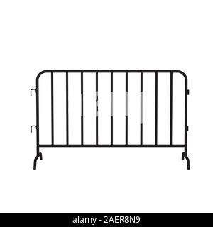 Urban portable steel barrier. Black silhouette of a barrier fence on a white background. Stock Vector