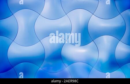 Modern abstract volumetric texture. Wavy surface. Interior wall decoration. 3D interior wall panel pattern. Trending new color Classic blue background Stock Photo