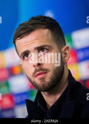 10 December 2019, North Rhine-Westphalia, Leverkusen: Soccer: Champions League, Bayer Leverkusen - Juventus Turin, Group stage, Group D, 6th matchday, press conference. Turins Miralem Pjanic attends the press conference. Photo: Rolf Vennenbernd/dpa Stock Photo