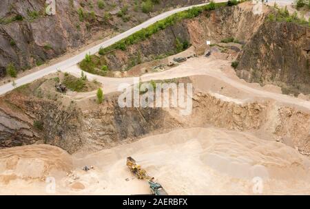 Open cast aggregate quarry Stock Photo