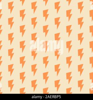Thunder lighting flash seamless pattern background. Orange, cream white. Perfect for backgrounds, backdrop, fabric, wallpaper, poster etc. Stock Vector
