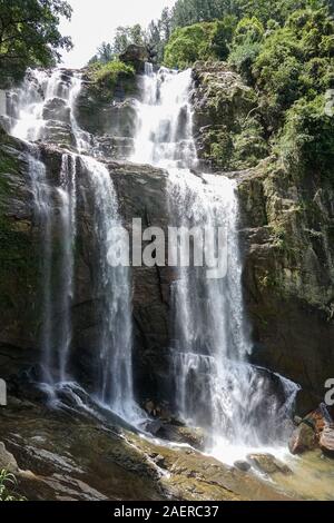 Beautiful Ramboda Waterfall in Central Province, Sri Lanka Stock Photo