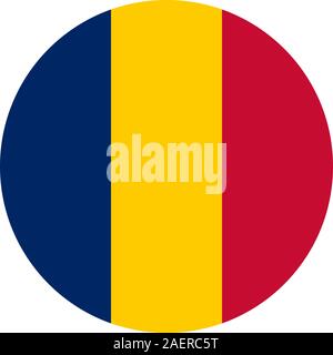 Chad round flag icon vector illustration vector. Perfect for Sticker, icon, sign, symbol, label etc. Stock Vector
