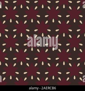 Pink red modern star seamless pattern vector on chocolate brown background. Fabric designs. Stock Vector