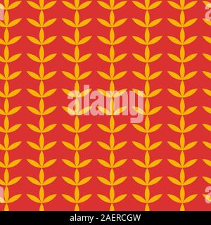 Modern floral ethnic leaf scandi stripe seamless pattern Stock Vector