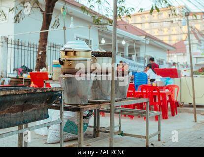 Stewed Chicken Eggs with embryos in Cambodin street restaurant Stock Photo