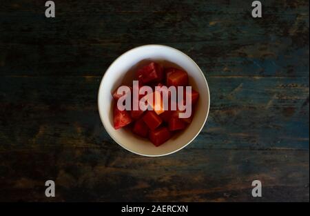 Juicy Watermelon in the bowl on the table Stock Photo