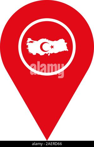 Turkey map flag location pin vector illustration graphics design. Stock Vector