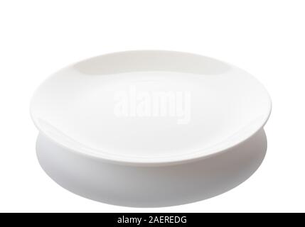 Isolated empty white plate on white background Stock Photo
