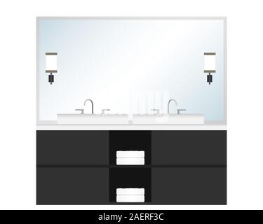 Bathroom interior with furniture illustration Stock Vector Image & Art ...