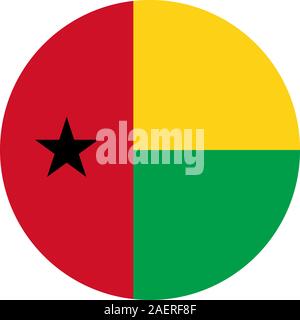 Guinea Bissau round flag icon vector illustration. Perfect for Sticker, label, icon, sign, symbol, button etc. Stock Vector