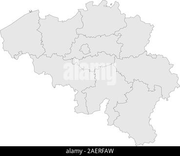 Belgium political map highlighted gray vector illustration. Perfect for backgrounds, banner, business concepts, backdrops and wallpapers. Stock Vector