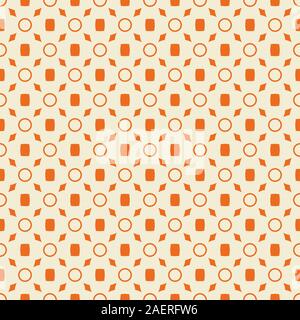 Geometric 3D retro illusion ecru white diamond seamless pattern vector orange background. Stock Vector