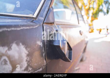 side view mirror has broken from accident Stock Photo