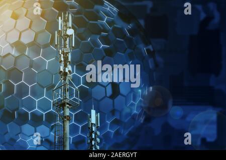 Base station network operator. 5G. 4G, 3G mobile technologies. Stock Photo