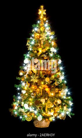 Christmas tree on black background Stock Photo