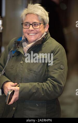 Glasgow, UK. 10 December 2019. Pictured: Annie Wells MSP of the Scottish Conservative and Unionist Party. Scenes outside the BBC Scotland Studios in Pacific Quay in Glasgow.  The Scottish Tennants Organisation have asked all the party leaders for more winter night shelters for the homeless in Glasgow and Scotland and to reverse the homeless cuts in Glasgow. Credit: Colin Fisher/Alamy Live News Stock Photo