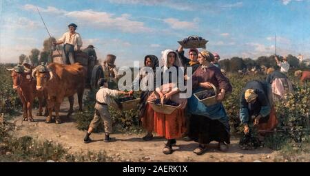 The Vintage at Chateau Lagrange by Jules Breton (1827-1906), oil on canvas, 1864 Stock Photo