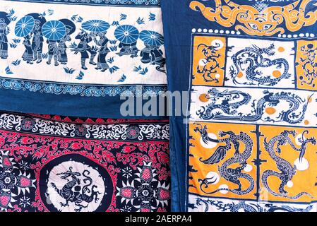 Typical Chinese batik fabrics in Zhoucheng, Yunnan, China Stock Photo