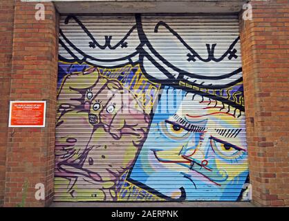 Doorway graffiti,river St, Deritend, Digbeth,Birmingham,West Midlands,England,UK ,B5 5SA Stock Photo