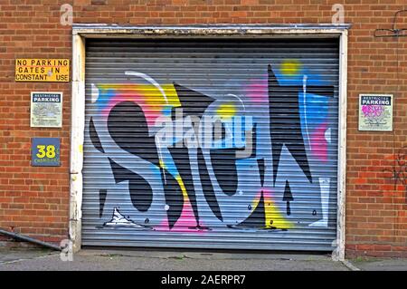 Stew tag,graffiti,river St, Deritend, Digbeth,Birmingham,West Midlands,England,UK ,B5 5SA Stock Photo