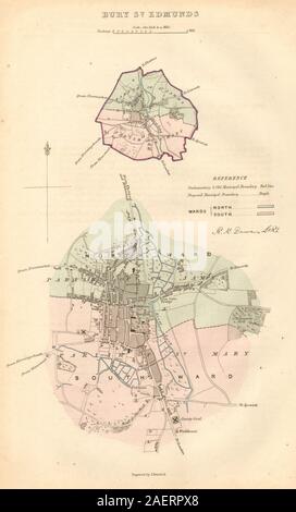 BURY ST EDMUNDS borough/town plan. BOUNDARY COMMISSION. Suffolk. DAWSON 1837 map