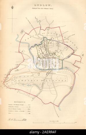 LUDLOW borough/town plan. BOUNDARY COMMISSION Ludford Shropshire DAWSON 1837 map Stock Photo