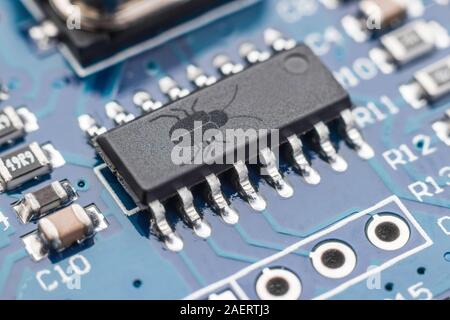 Software security concept. Errors in the program. Bugs in the program. The presence of a backdoor, rootkit. 2 Stock Photo